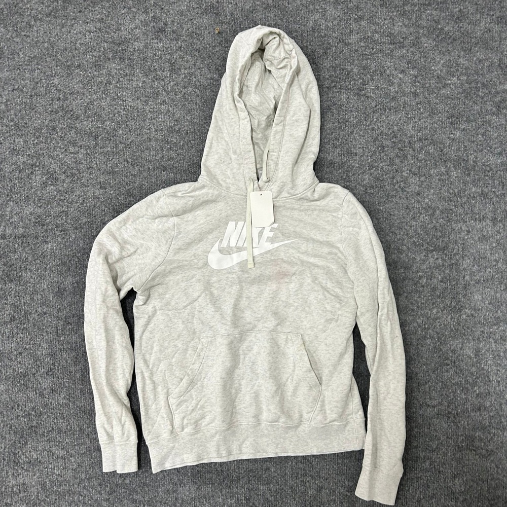 Nike Hoodie Womens Size S Grey Heather Logo Pullover Long Sleeve Activewear